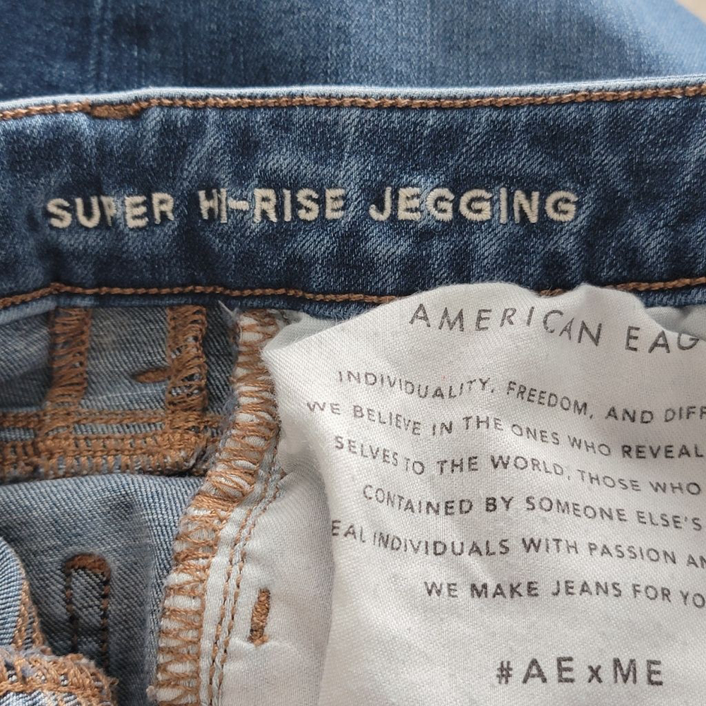 American Eagle Skinny Dream Jeans Super Hi Rise Jegging Medium Blue Wash AE 2 - Picture 9 of 10